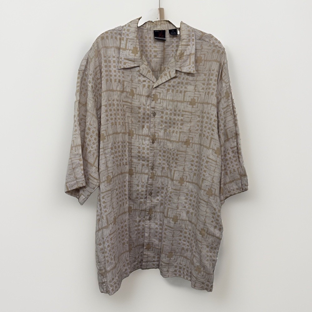 Jordan Craig Men's 2XL Linen Camp Shirt Geometric Line Print Button Up Coastal